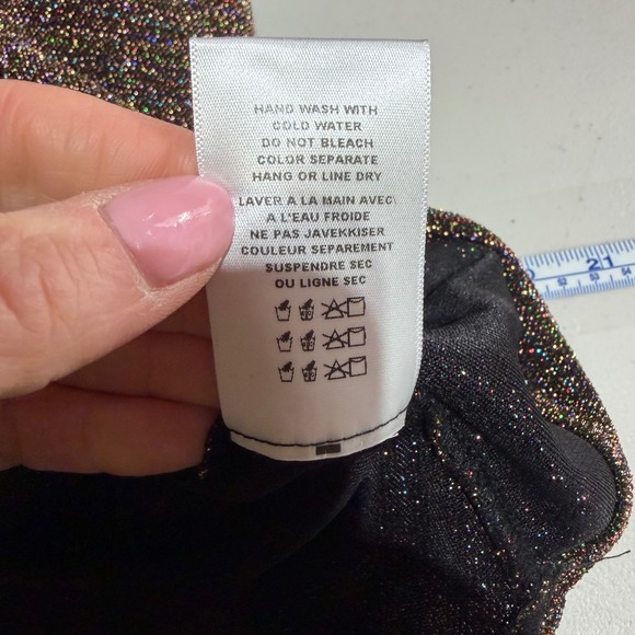 Eri + Ali Metallic Rainbow Surplice Tank Top Women S Black Glam Disco Shimmer - Picture 8 of 11